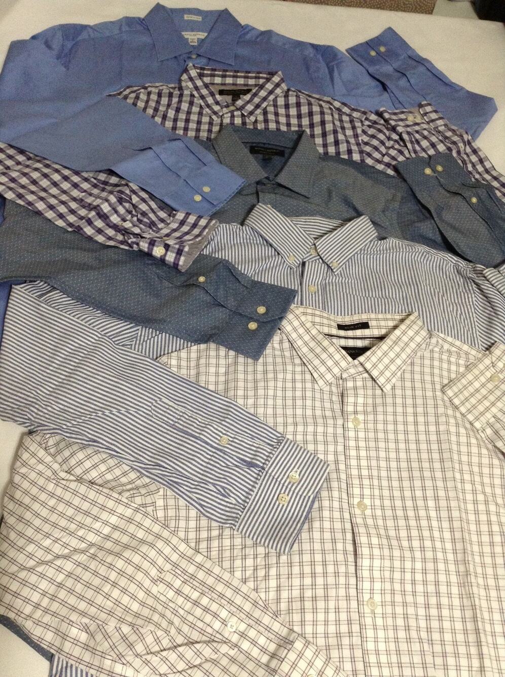 Banana Republic Long Sleeve Shirts Lot of 5 Mens Large XL Plaid Stripe Non Iron